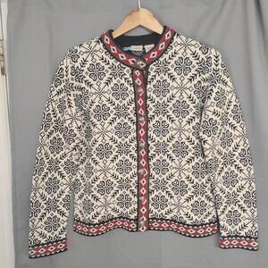❤️Womens LL BEAN FAIR ISLE NORDIC Button Down Sweater Sz M
